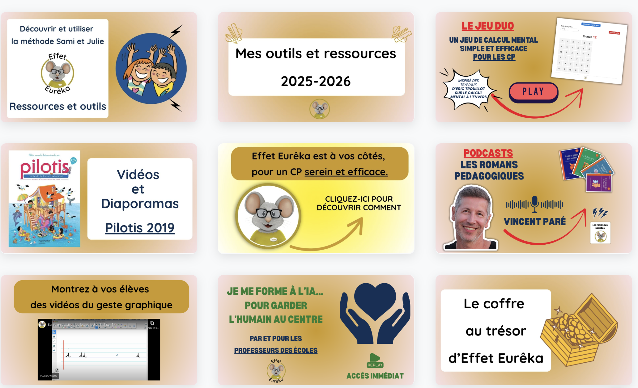 Aperçu du centre de ressources Effet Eurêka